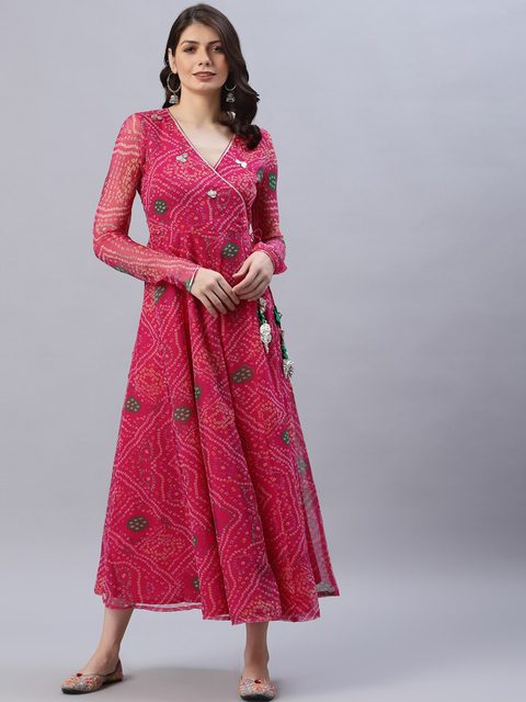 Sky color 3 layer ruffle Anarkali gown
